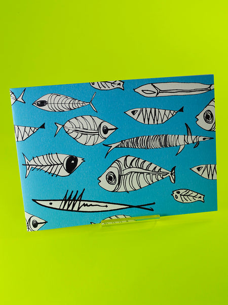 Mono Fish by Joan Charnley (original 1946 charcoal pencil on paper design from Joan Charnley's sketchbooks)