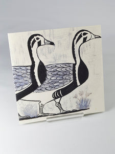 Bar-headed Geese by Joan Charnley (original 1969 iink and white gouache design from Joan Charnley's sketchbooks)