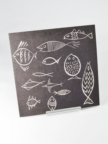 Frosted Fish by Joan Charnley (original 1947 ink on black paper design from Joan Charnley's sketchbooks)