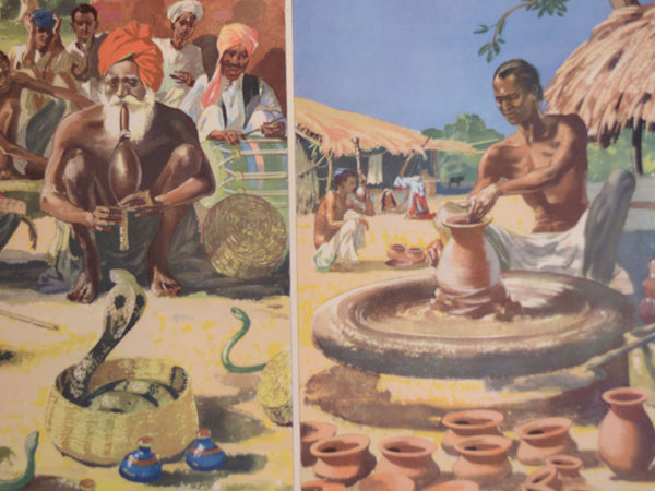 Macmillan's Teaching in Practice Primary Education Classroom Poster: No 101 - A Snake Charmer and a Potter in India