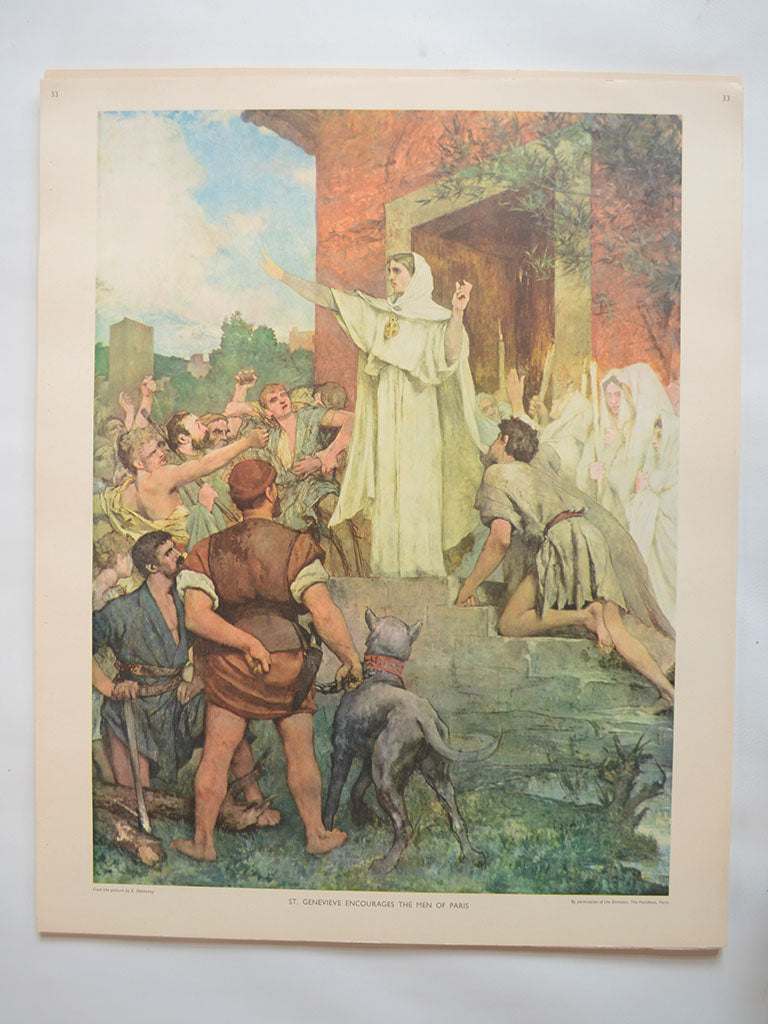Macmillan's Teaching in Practice Primary Education Classroom Poster: No 33 - St Genevieve Encourages the Men of Paris